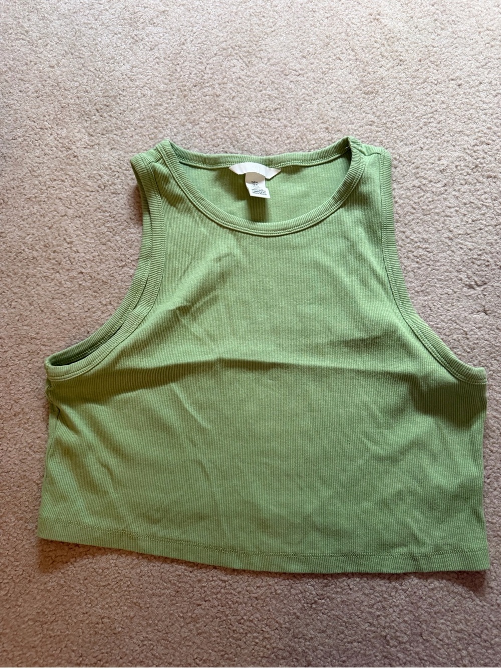 Women’s Green Ribbed Cropped Tank Top